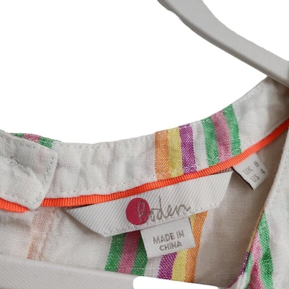 Boden Womens Katie Top 4‎ Striped Linen Back Button Up Blouse Resortwear - Picture 4 of 13